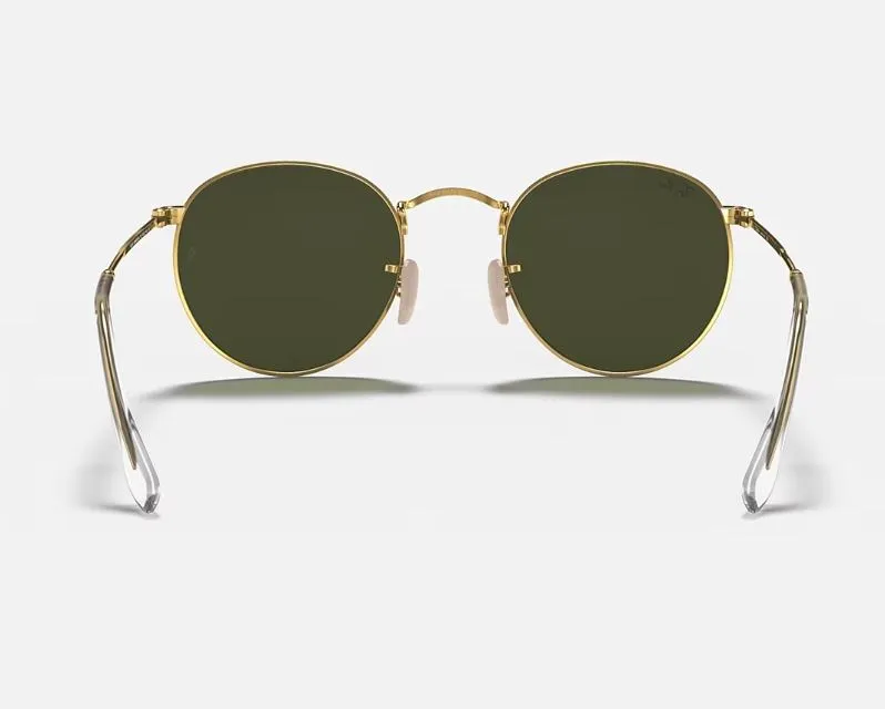 Unisex Ray Ban Sunglasses Rb3447 Round Metal Polished Gold/ Green Sunnies - L