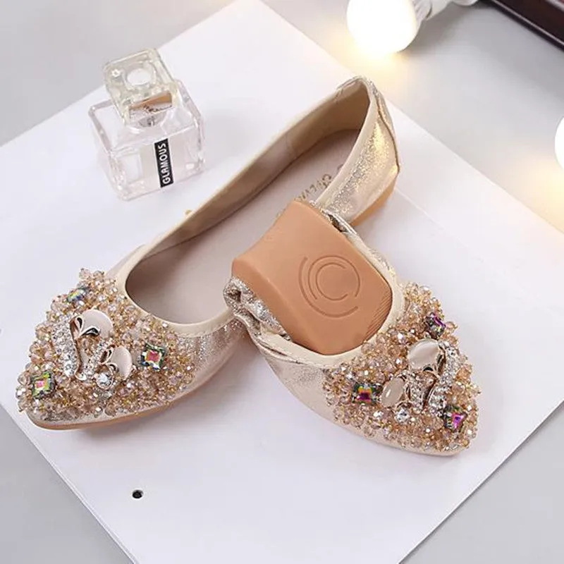 vanccy Rhinestone Flats Casual Comfort Dressy Flats For Wedding Fox Slippers CF303