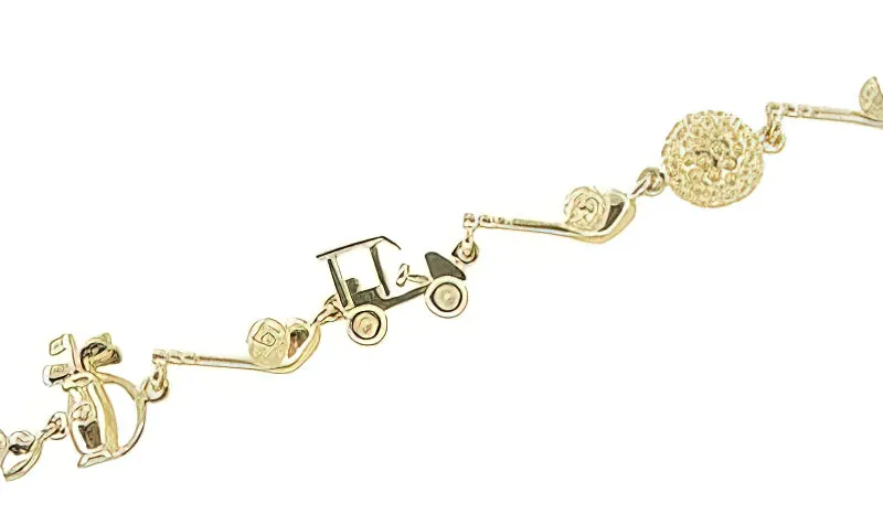 Vintage Golf Charm Bracelet in 14 Karat Yellow Gold