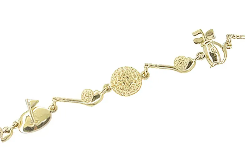 Vintage Golf Charm Bracelet in 14 Karat Yellow Gold