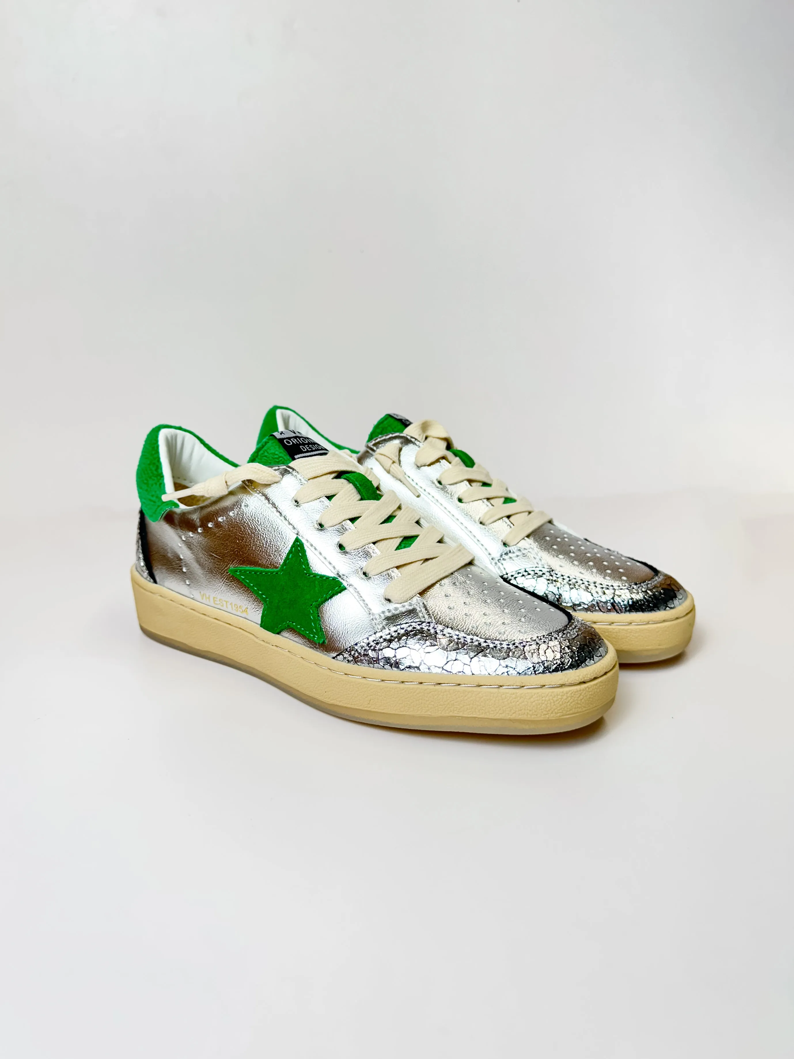 Vintage Havana | Denisse 10 Sneakers in Silver and Green