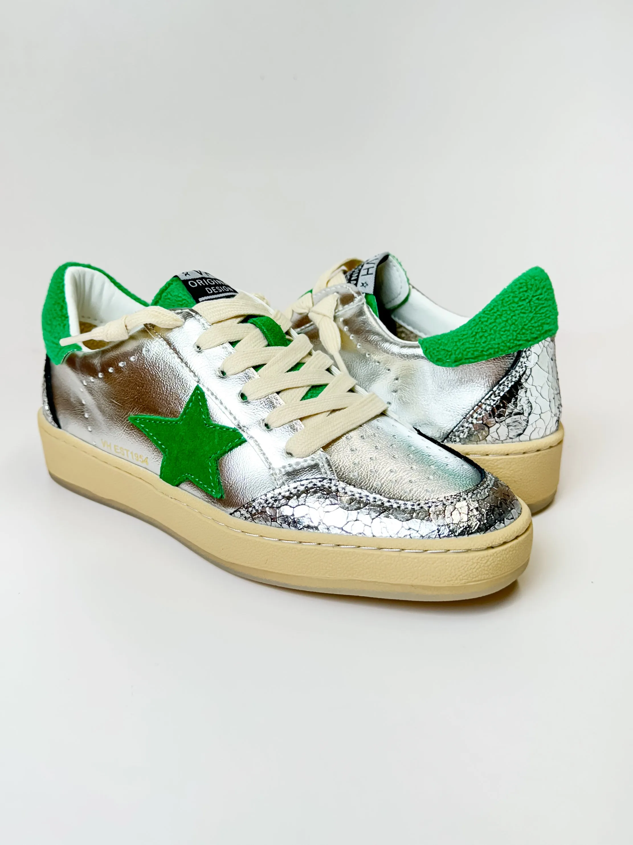 Vintage Havana | Denisse 10 Sneakers in Silver and Green