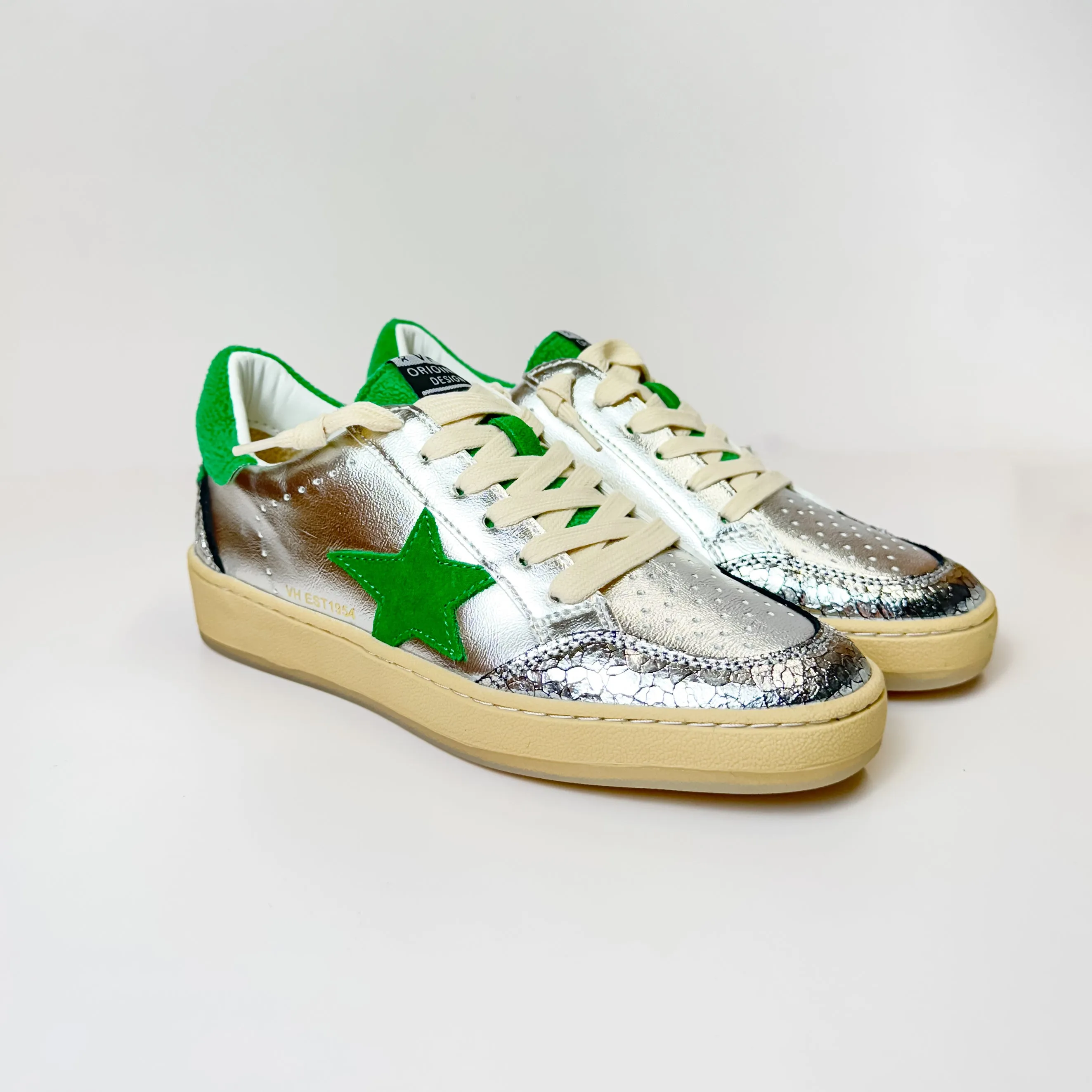 Vintage Havana | Denisse 10 Sneakers in Silver and Green