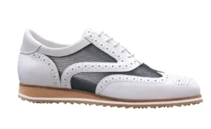 Walter Genuin Brogue Net Golf Shoe in WHITE TITAMIUM