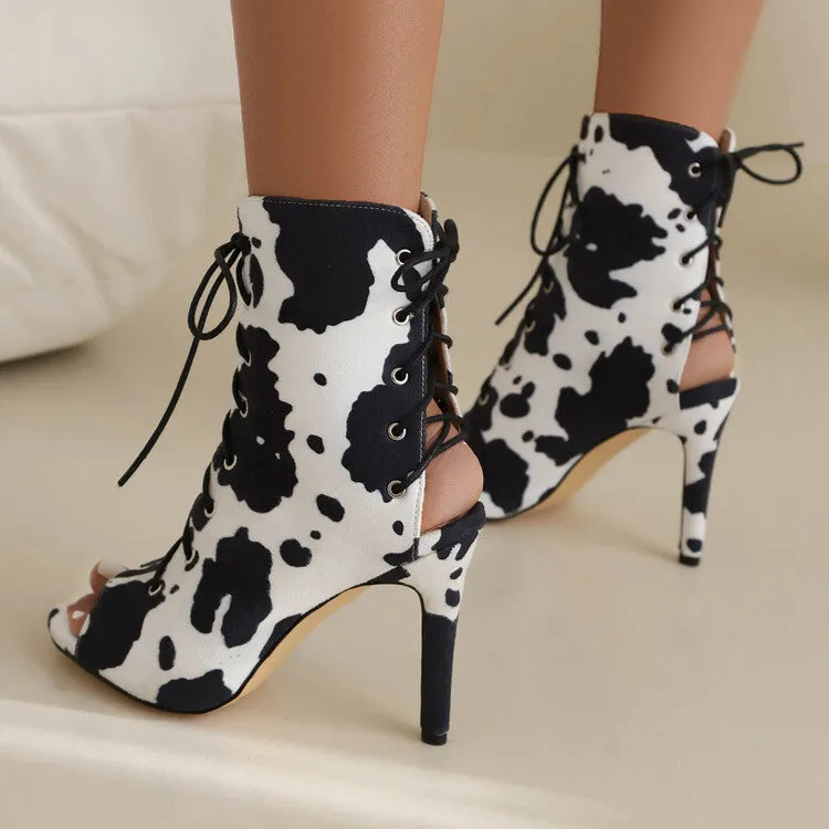 Women's Black 7cm/9cm Heel Rubber Sole  Leopard Print Leatherette Jazz Shoes Dance Heels Boots