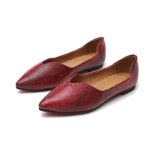 Womens Dorsay Flat Shoes with Serpentine Print