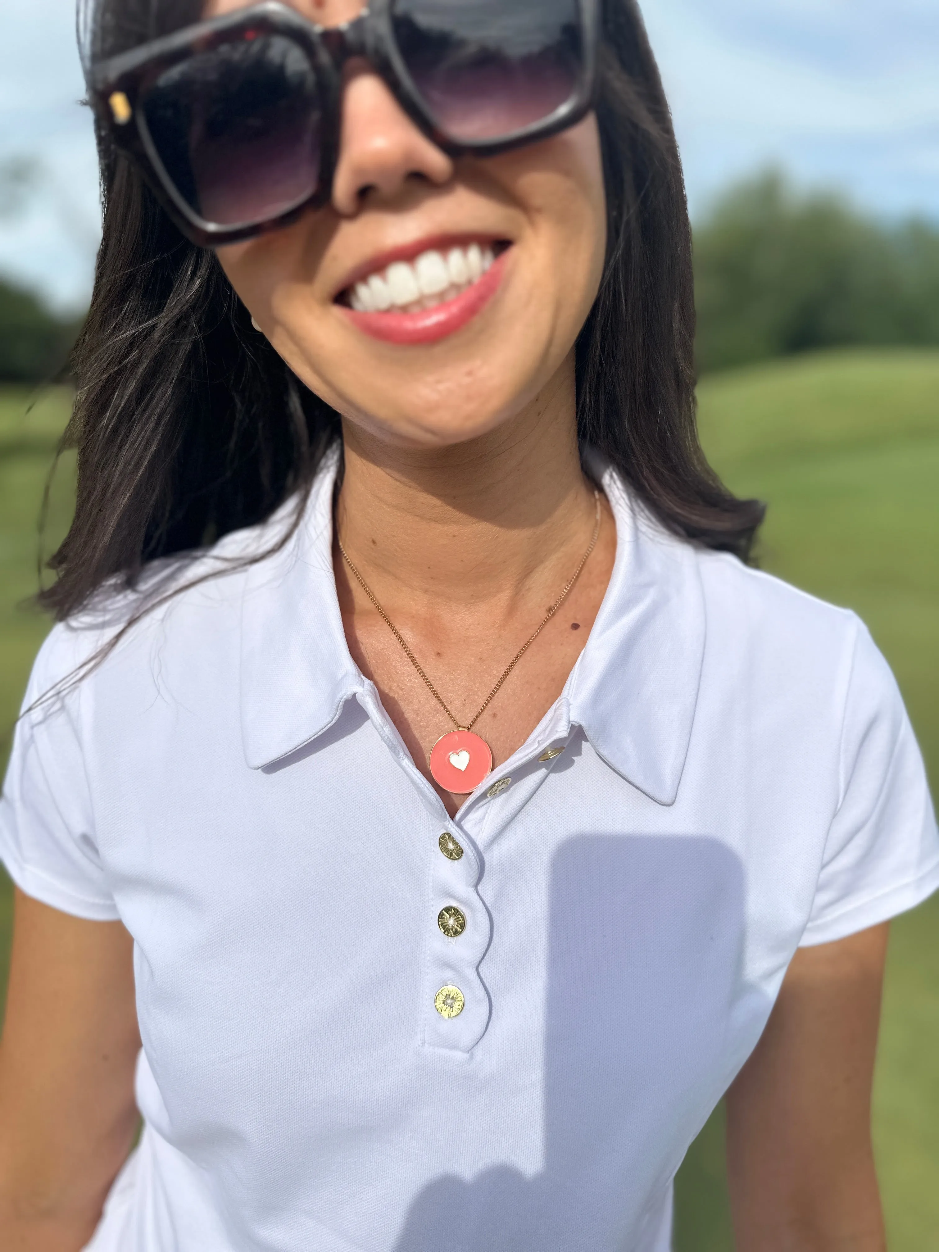 Women's Golf Ball Marker Necklace with Heart Golf Ball Marker