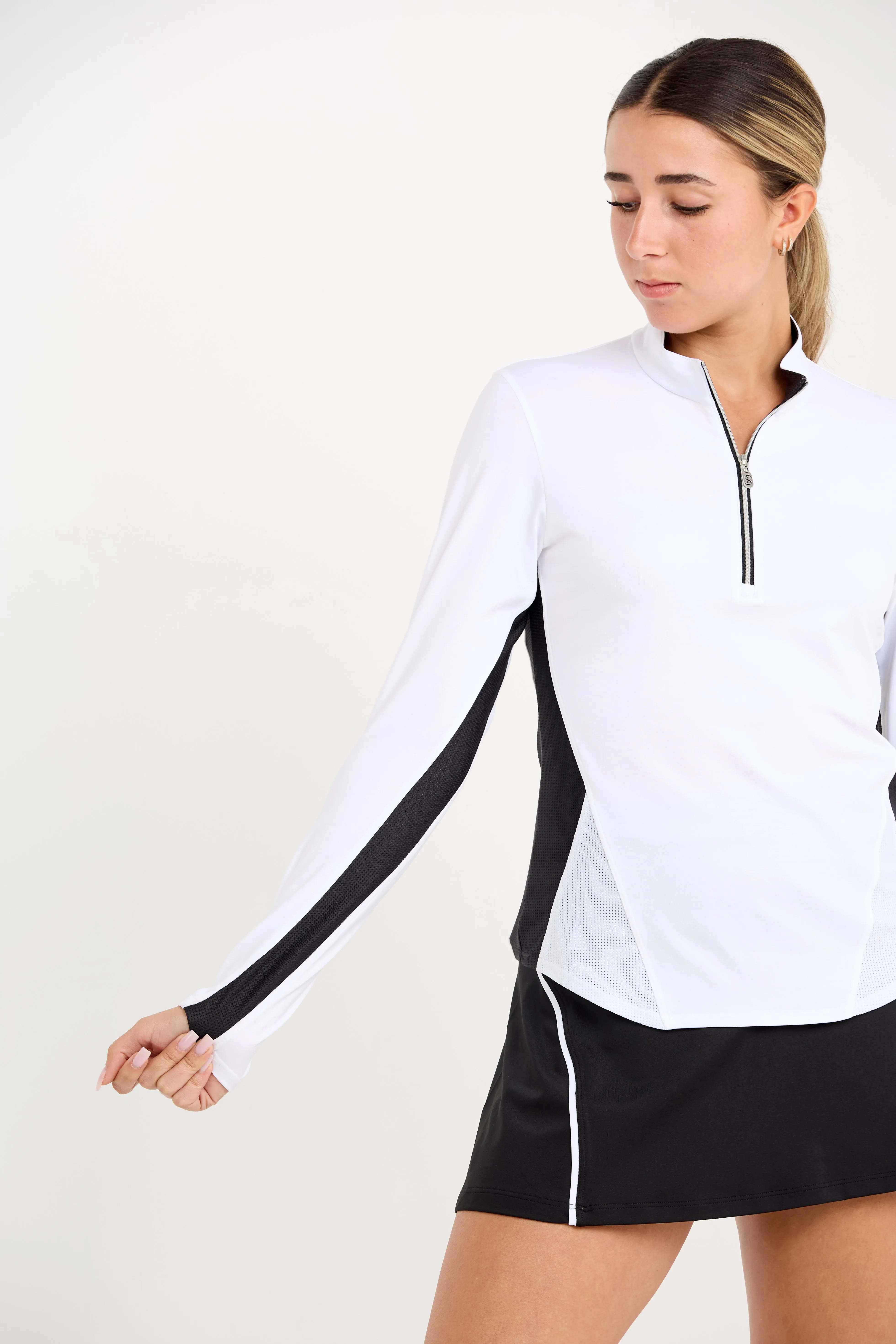 Women's Half Zip Long Sleeve - Monochrome