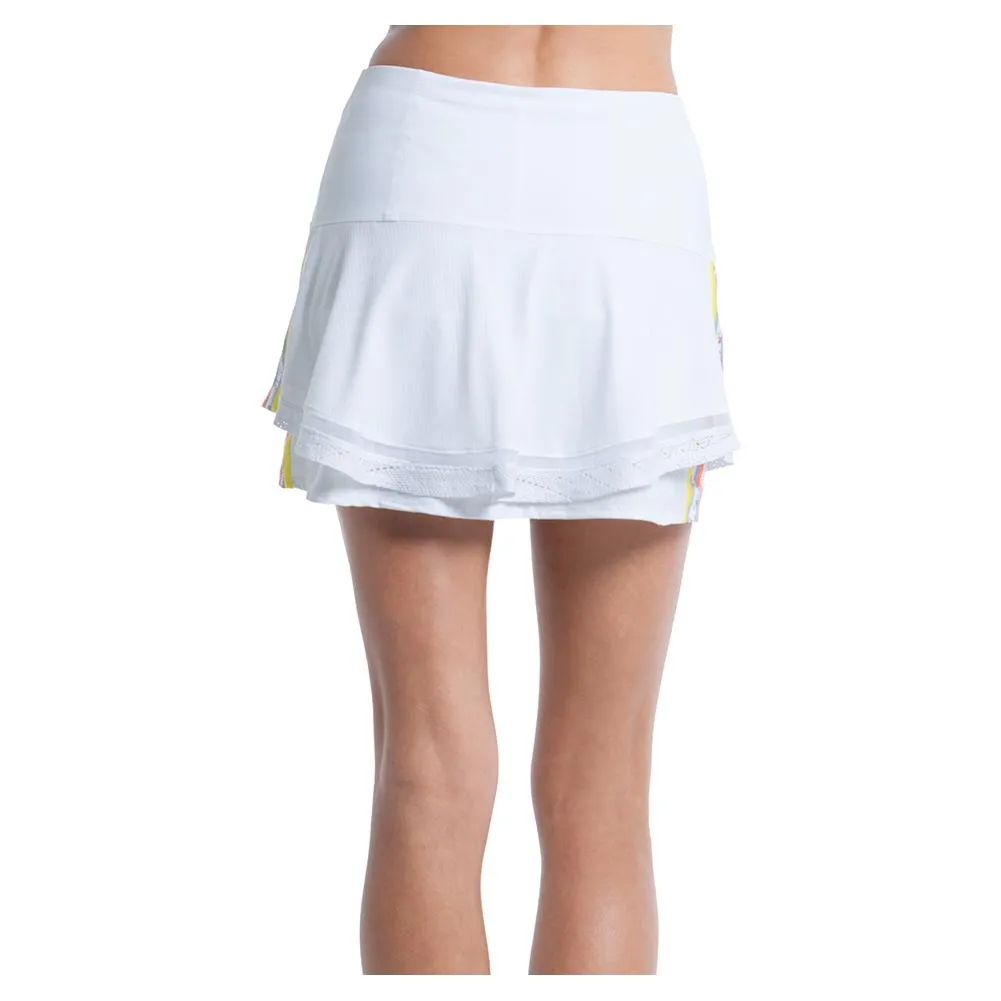 Women's Long In Love Stripe Tennis Skort White