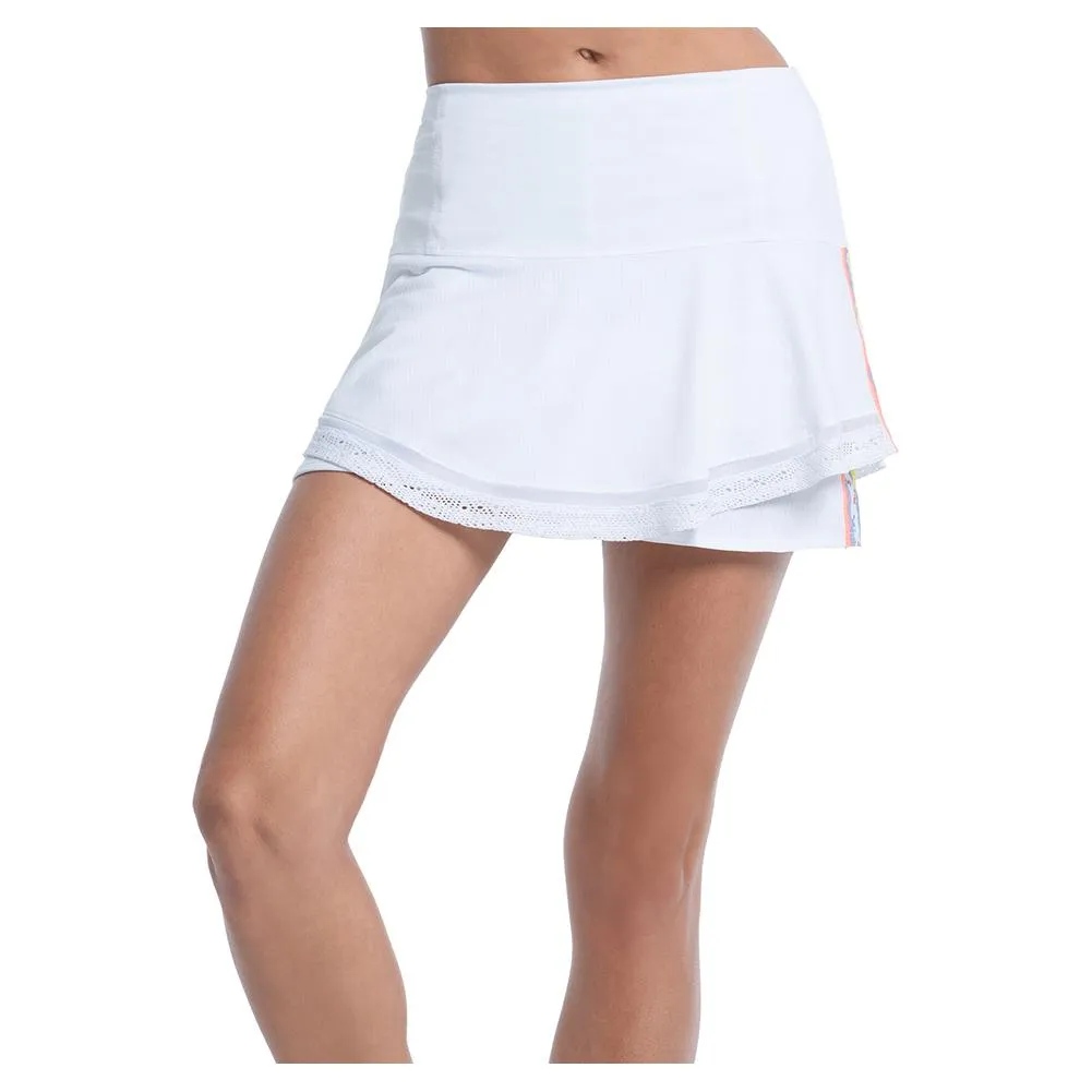 Women's Long In Love Stripe Tennis Skort White