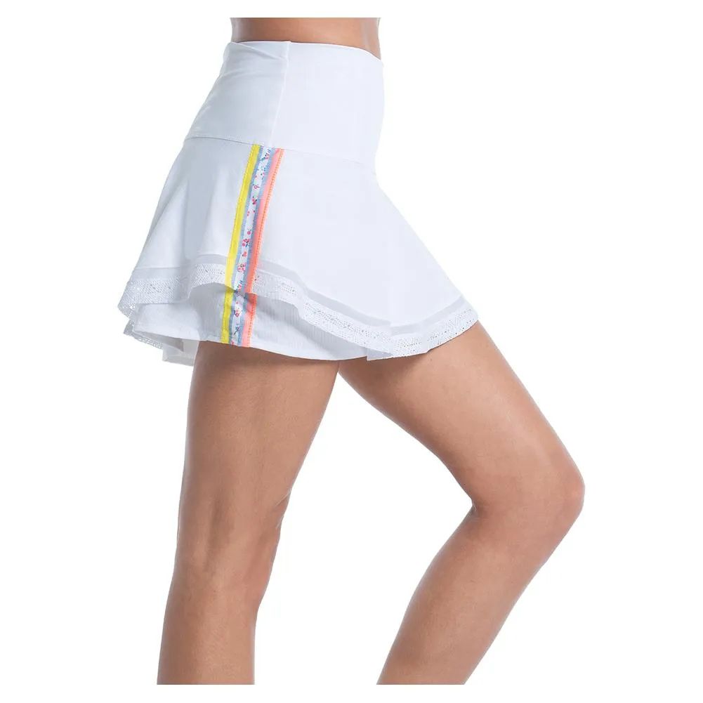 Women's Long In Love Stripe Tennis Skort White