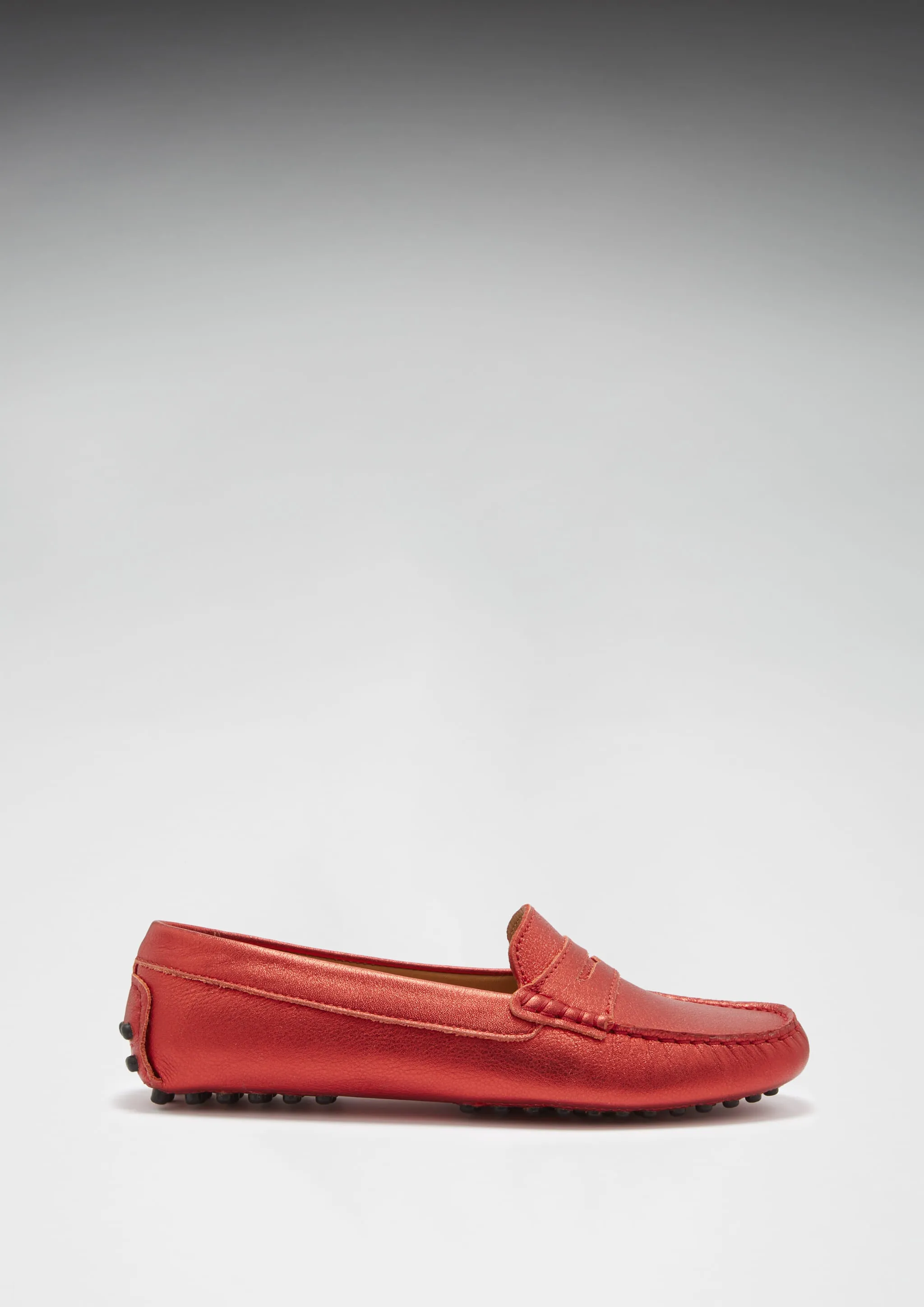 Women's Penny Driving Loafers, red metallic leather