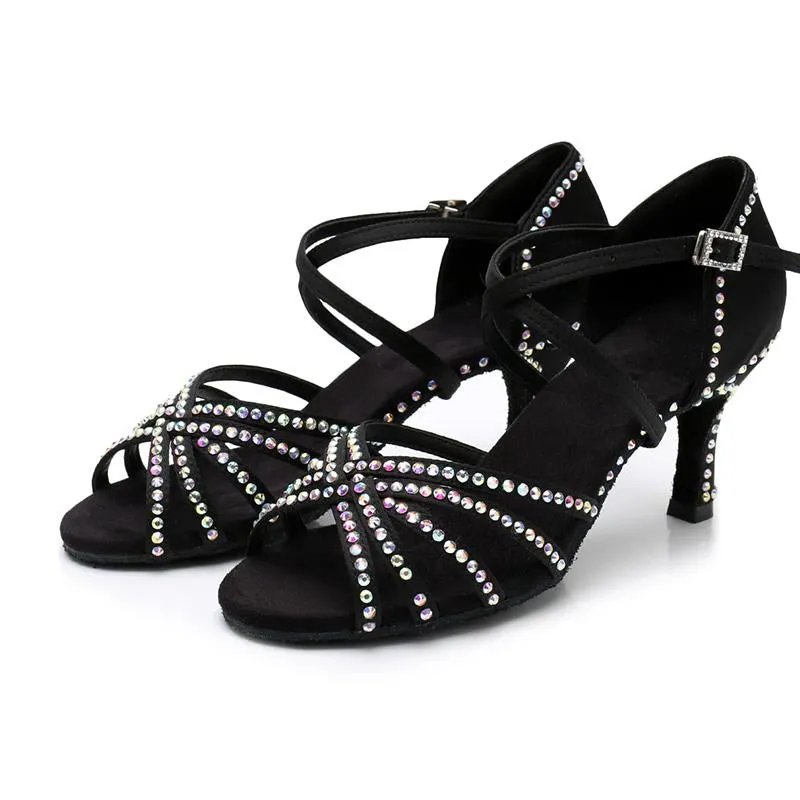 Women's Rhinestone Satin 7.5cm  Heels Latin Dance Shoes Ballroom Dance Shoes