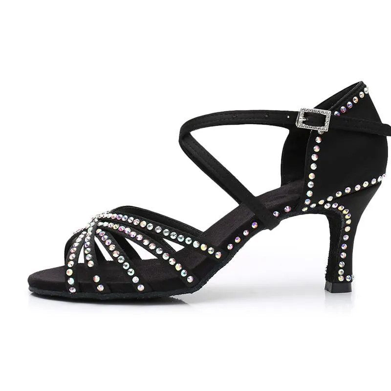 Women's Rhinestone Satin 7.5cm  Heels Latin Dance Shoes Ballroom Dance Shoes