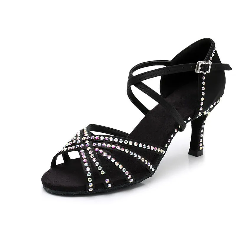 Women's Rhinestone Satin 7.5cm  Heels Latin Dance Shoes Ballroom Dance Shoes