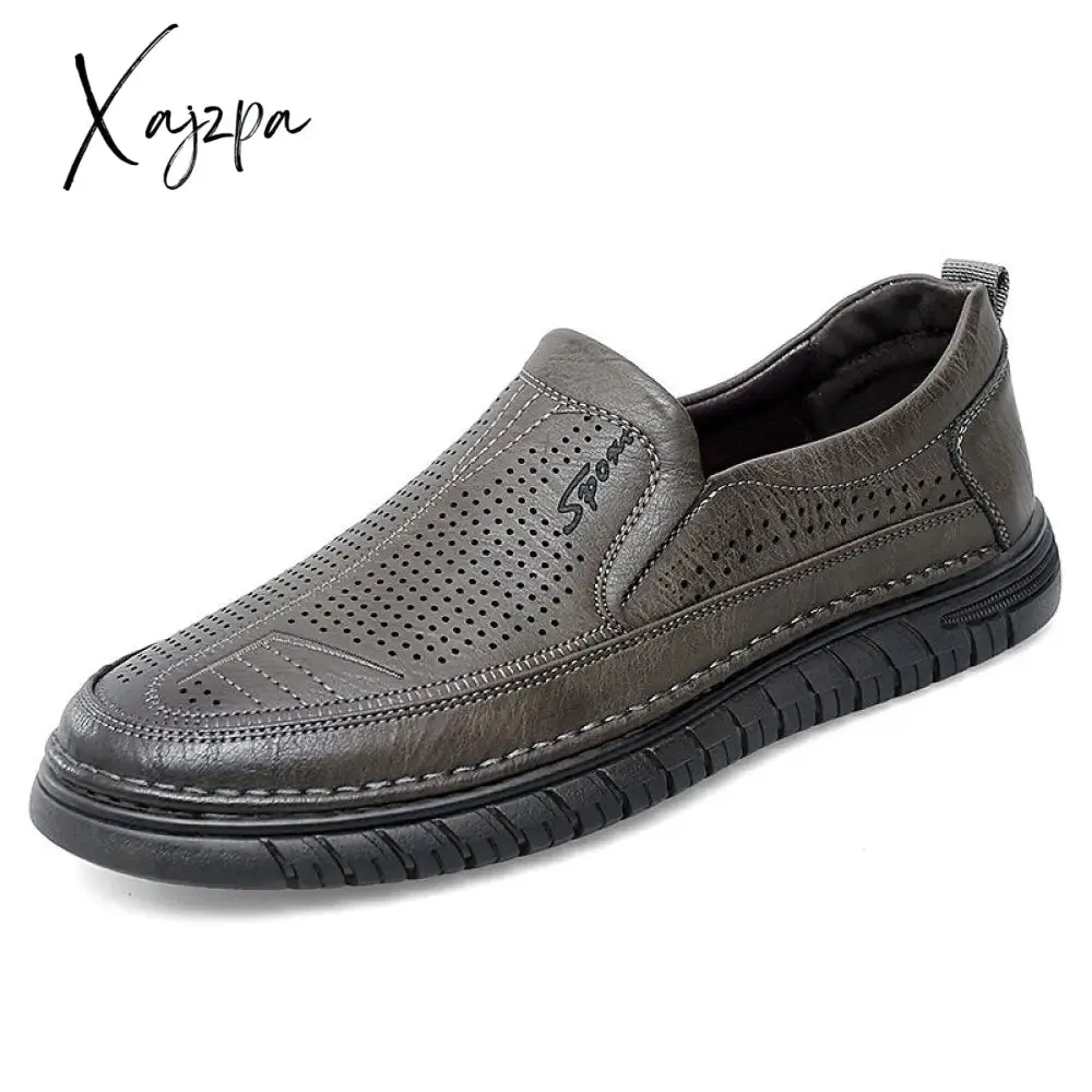 Xajzpa - Men's Loafers Fashion Leather Flats Classics Driving Shoes Comfortable Rubber Platform Men Casual Business Shoes