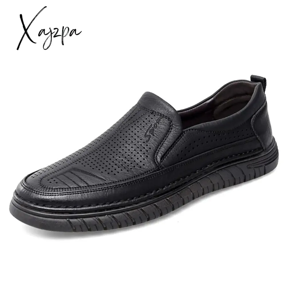 Xajzpa - Men's Loafers Fashion Leather Flats Classics Driving Shoes Comfortable Rubber Platform Men Casual Business Shoes