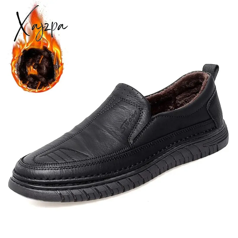 Xajzpa - Men's Loafers Fashion Leather Flats Classics Driving Shoes Comfortable Rubber Platform Men Casual Business Shoes