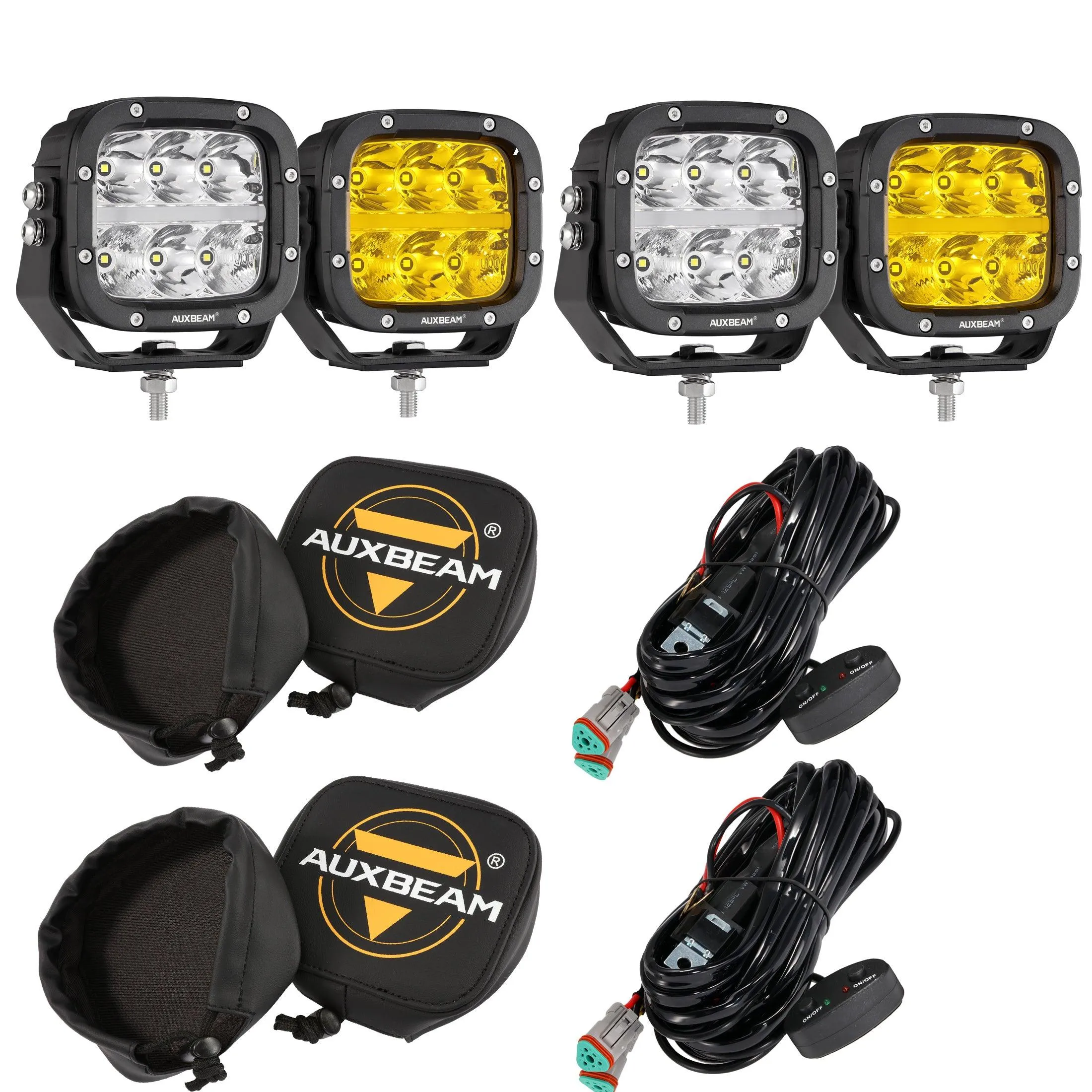 XP-ULTRA Series 5 Inch 132W 15600LM White/Amber LED Pods Driving Light with Amber DRL