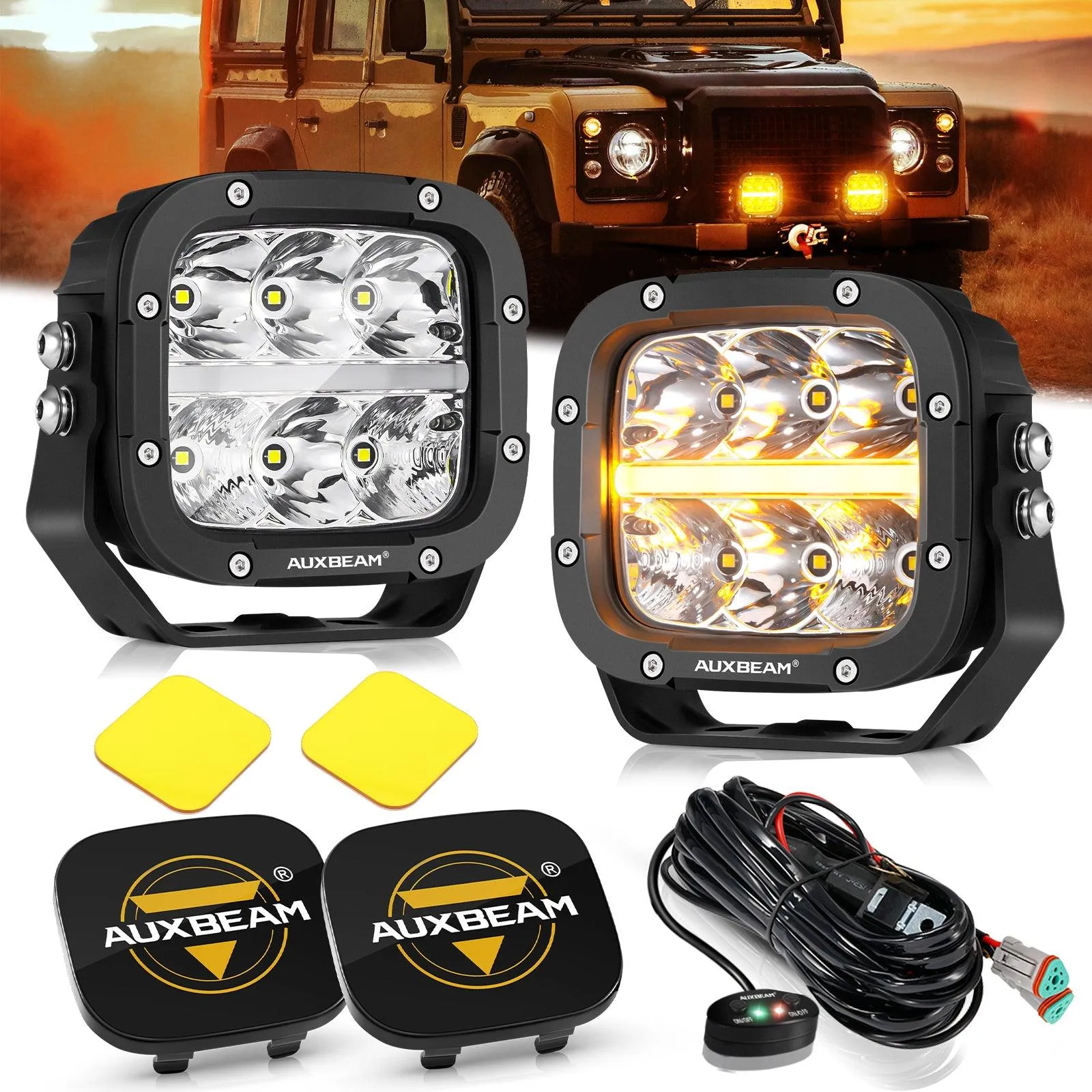 XP-ULTRA Series 5 Inch 132W 15600LM White/Amber LED Pods Driving Light with Amber DRL