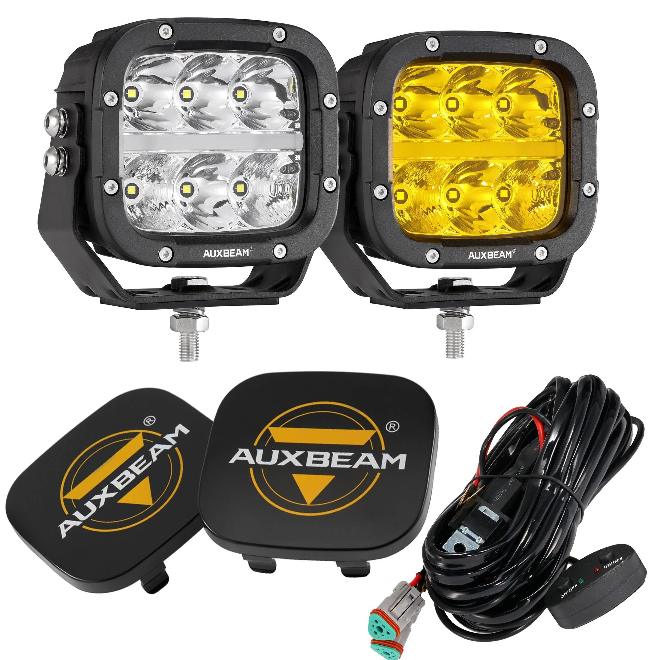 XP-ULTRA Series 5 Inch 132W 15600LM White/Amber LED Pods Driving Light with Amber DRL