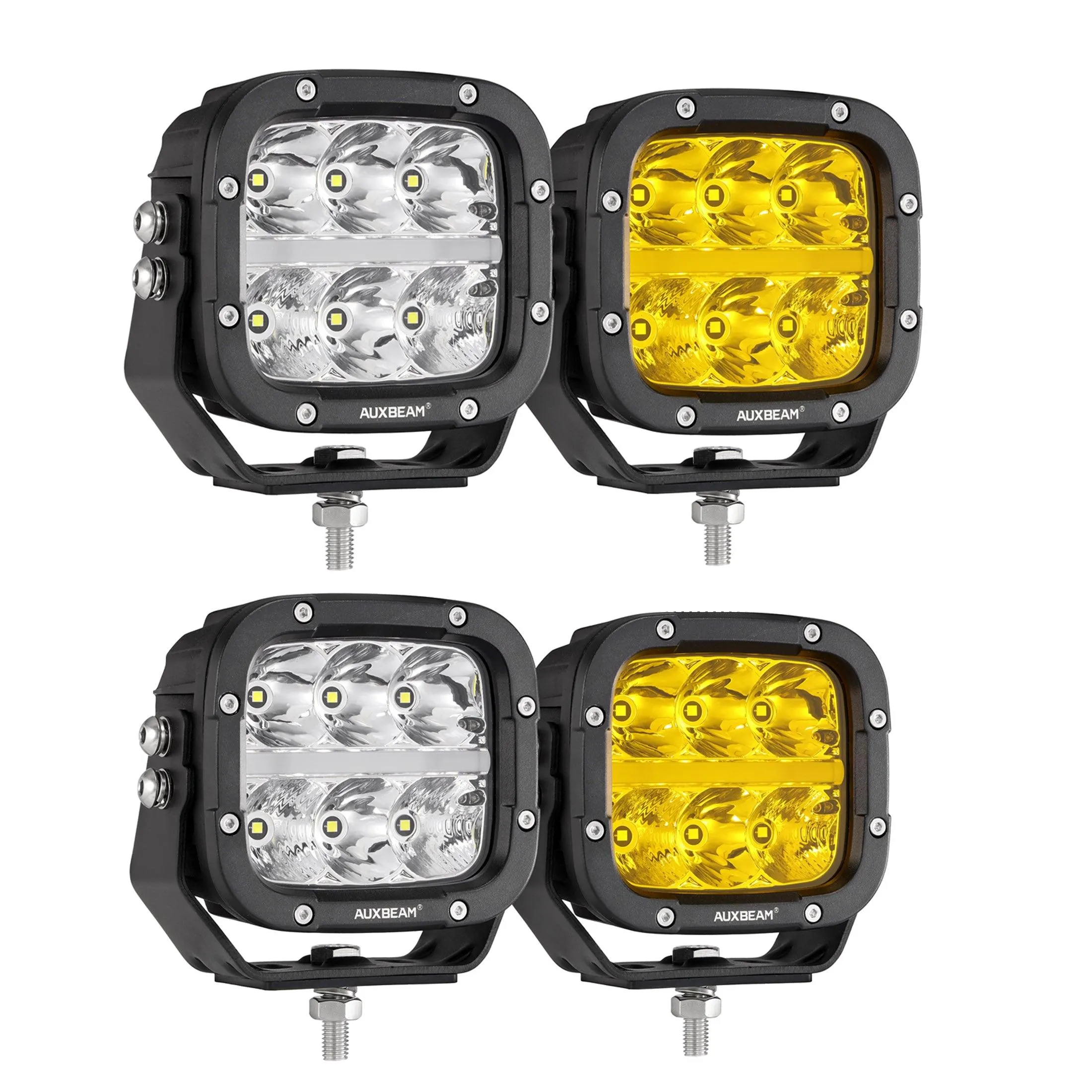 XP-ULTRA Series 5 Inch 132W 15600LM White/Amber LED Pods Driving Light with Amber DRL