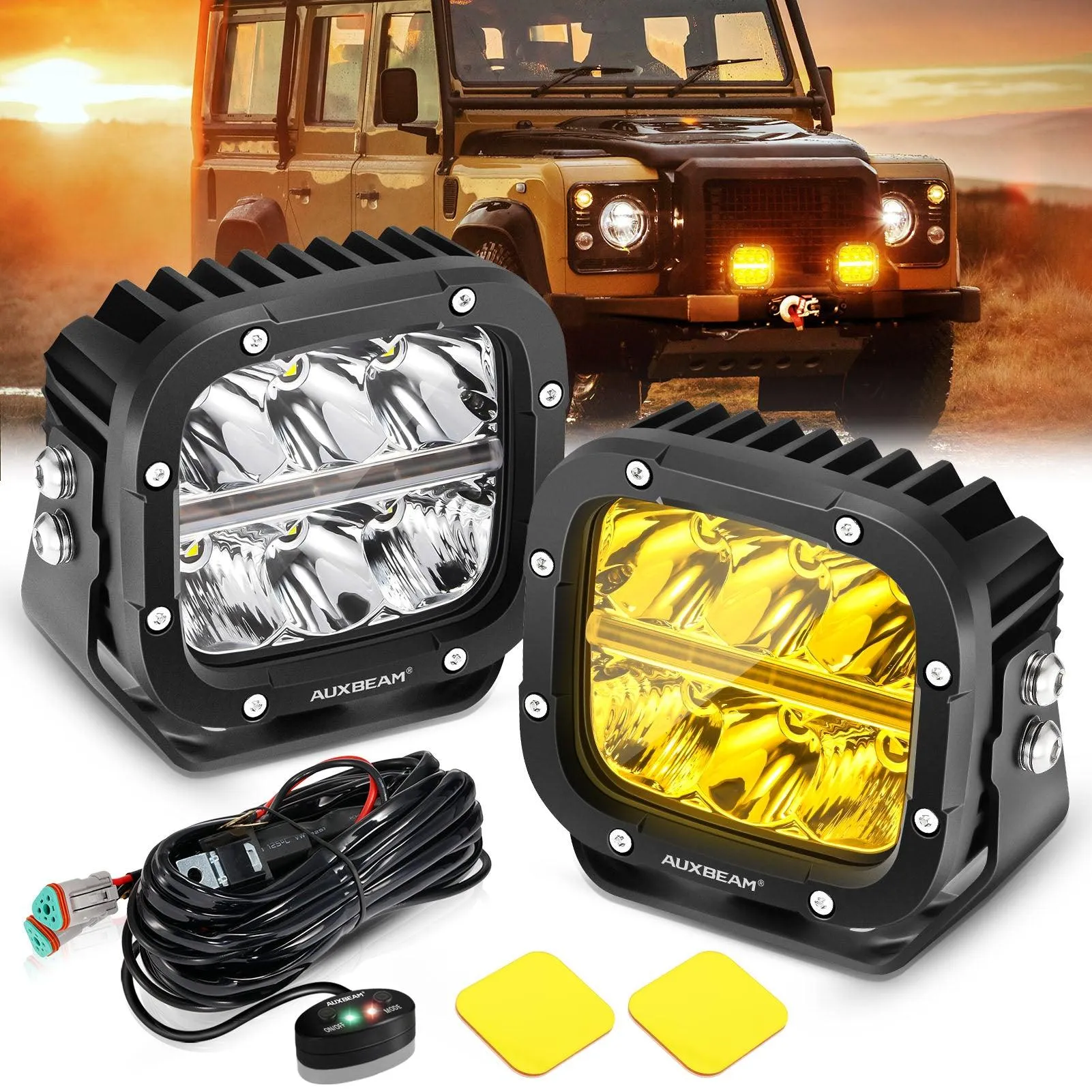 XP-ULTRA Series 5 Inch 132W 15600LM White/Amber LED Pods Driving Light with Amber DRL